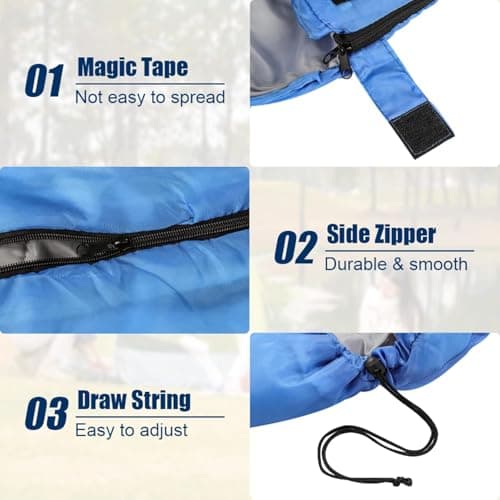 M.J COMFY-LIFE Sleeping Bag 200g Cotton Fill, Comfort 5°C to 15°C Blue — view 4