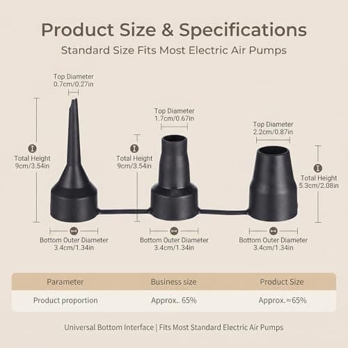 3 IN 1 Air Pump Nozzle Adapter, Universal Inflator Nozzle Replacement Set, Anti-Loss Air Pump Accessories for Inflatable Mattress Pool Boat Kayak Camping — view 2