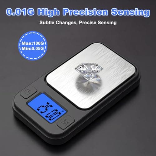 Mini Scales 0.01g/200g, Diyife Portable Precision Scale Jewellery Scales with Storage Case, Auto-Off, Backlit Lcd, 8 Units, Tare, Digital Pocket Scales for Food, Gold, Coffee, Gem (Black) — view 3