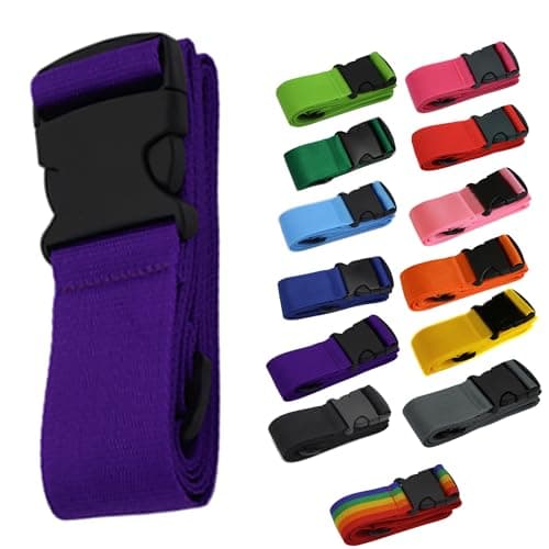 Luggage Baggage Strap Strong Extra Safety Adjustable Travel Tie Belt 13 Colours (Colour 9 Purple)