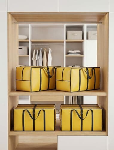NiHome 4 Pack 92 L Heavy-Duty Moving Bags with Zip and Handles, Yellow — view 6