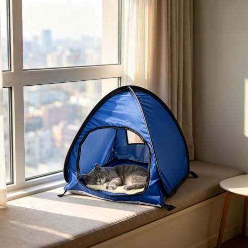 Mini Pop Up Beach Tent, Foldable Head Sun Shade Shelter, Blue — view 4