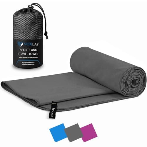 VOXLAY Microfibre towel - compact, ultra lightweight & quick dry - perfect for gym, camping towel, travel towel, 60x30cm, Charcoal Grey - beach towel, swimming, camping & hiking