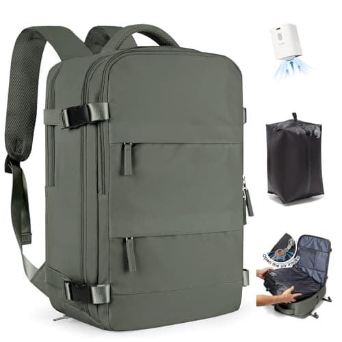 SZLX Vacuum Backpack Travel Bag with Pump, New Ryanair Cabin Size Bag 40x30x20 Backpack Wizz air, Large Travel Backpack Women Men Carry On Casual Daypack Fit 14 Inch Laptop with Shoes Compartment