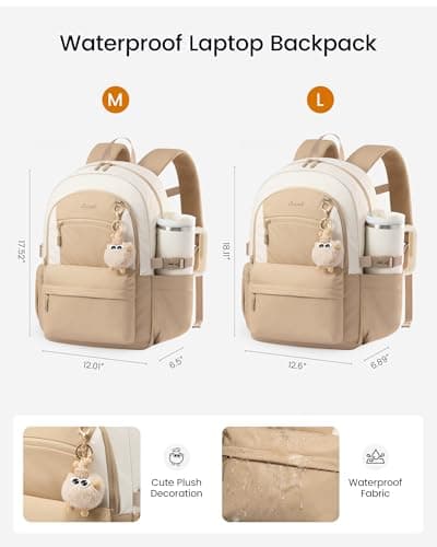 LOVEVOOK 15.6 Inch Laptop Backpack for Women, Waterproof School Work Bag — view 6