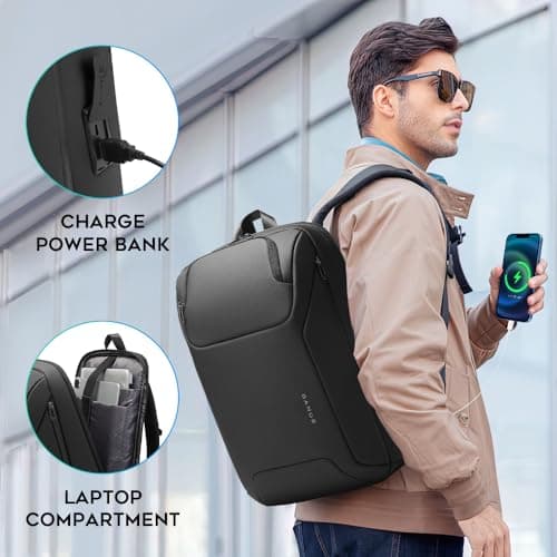 BANGE Business Laptop Backpack for Men,15.6 Inch Water Resistant Travel smart Laptop Backpack Carry On Backpack with USB Charging Port — view 3