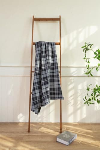 Adore Home 120x150cm Single Tartan Check Polar Fleece Throw Blanket Grey — view 6