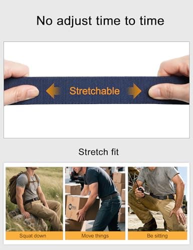 JUKMO Men's Stretch Tactical Belt, 1.5" Elastic Nylon Web with Flip Buckle — view 4