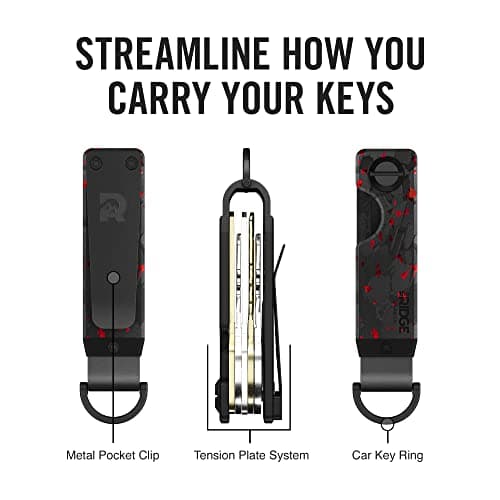 The Ridge Key Organizer-Compact Key Holder with Premium Plates Aluminum Navy - Minimalist Innovative Keyholder - Smart Key Organizer Keychain Secures 2-6 Keys (Forged Ember) — view 2