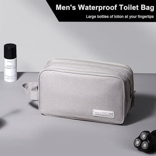 Namenand Travel Toiletry Bag,Large Capacity Cosmetic Bags for Men and Women,Waterproof Portable Pouch Open Flat Makeup Bag Organizer with Divider and Handle - Grey — view 6