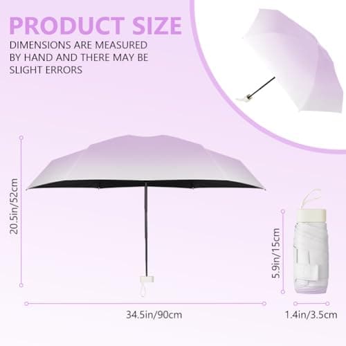 Aolso Mini Umbrella with UPF50+ Protection, 6 Ribs Windproof Strong Travel Umbrella,UV Umbrellas with Capsule Case,Compact Folding Umbrellas for Men Women-Gradient Purple — view 4