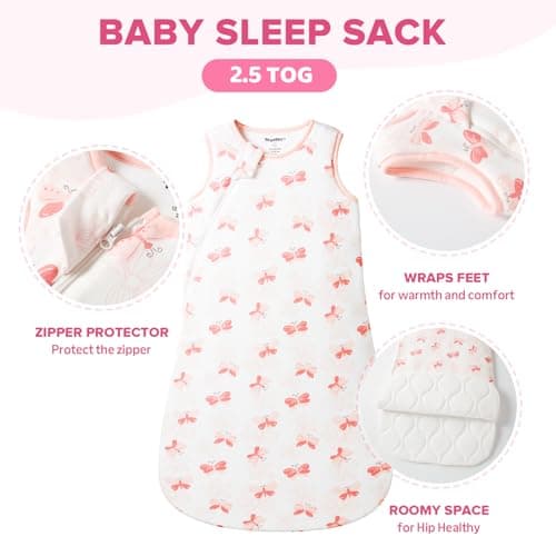 ToyaTec Baby Sleeping Bag 2.5 Tog Super soft Rayon Made from Bamboo,Baby's Bamboo fiber Sleeping Bag Autumn Winter Sleeping Blanket(Pink,M) — view 2