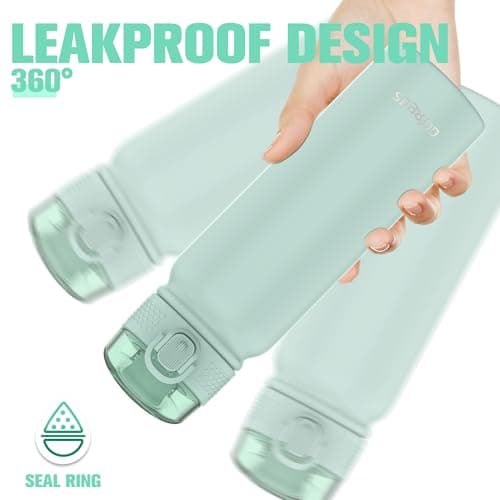 GOPPUS 600ml/20oz Insulated Water Bottle with Spout Lid (No Straw) Leakproof Stainless Steel Sports Bottle with One Hand Open Lid Double Wall Flask with Handle Keeps Drinks Cold BPA Free (Sage Green) — view 4