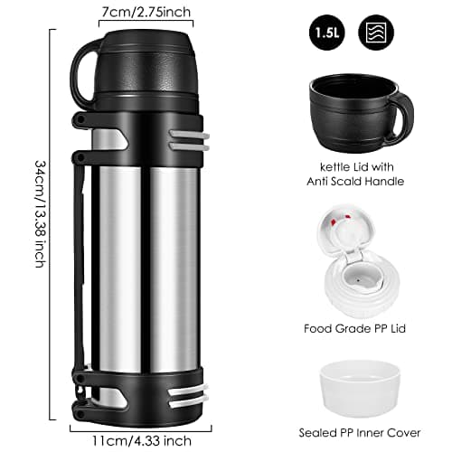 Hangrow 1.5 L Vacuum Insulated Bottle Stainless Steel for Hot Drinks — view 2