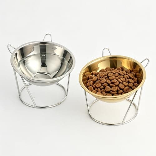 Elevated Slow Feeder Pet Bowl for Cats and Small Dogs, Gold — view 6