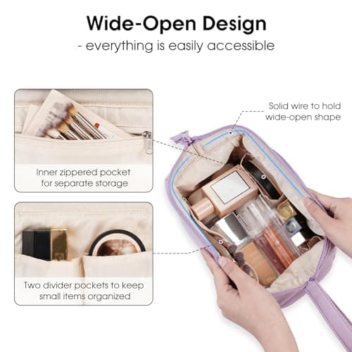 Narwey Makeup Bag, Travel Toiletry Bag, Wide-Open Wash Bag for Women — view 2