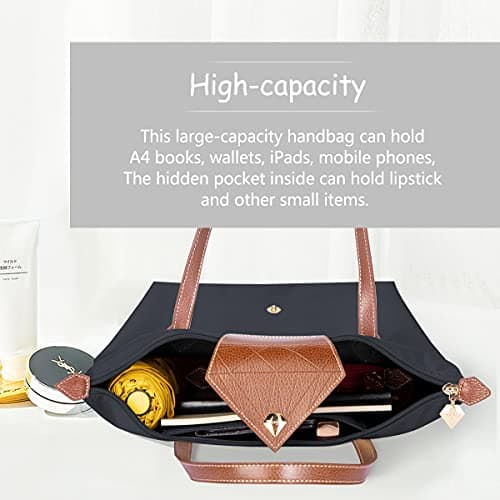 BOJLY Tote Bags for Women Stylish Waterproof Nylon Ladies Shoulder Bag Top Handle Handbag Folding Beach Travel Bag for Work,Shopping, School Deep Grey Small — view 6