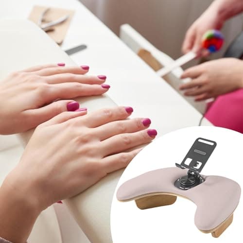 Fiocias U-Shaped Manicure Cushion for Arm Support, Hand Rest for Nail Art, Microfiber PU Faux Leather, Rotating Phone Holder, Suitable for Nail Salons And Hom, Coffee — view 3