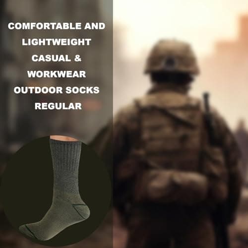Molten Creek® Men Combat Green Socks, Military Boot Thermal Socks, Comfortable and Lightweight, Casual & Workwear, Outdoor Socks, Regular, Loose Top, Adults, Pack of 6 — view 4