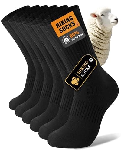SukModen Merino Wool Socks for Men, 3 Pairs Thermal Winter Hiking Socks Thick Warm Boot Socks for Cold Weather