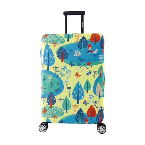 Periea Luggage Covers for Suitcases – Suitcase Cover – Premium Elasticated Material – Small, Medium, Large or Extra Large (Small, Yellow & Blue Woodland)