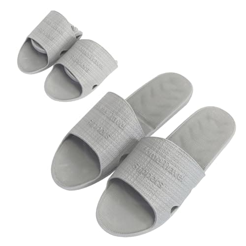 AffeGifts Foldable Shower Slippers, Portable Travel Slippers Foldable Sandals Quick Dry Non Slip House Bathroom Shower Slipper (Grey, UK Footwear Size System, Adult, Men, Numeric Range, Medium, 7, 9)