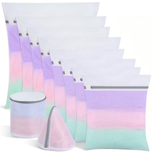 10 Pack Mesh Laundry Bags for Delicates, Mesh Zipped Wash Bags Set, 7 Sizes