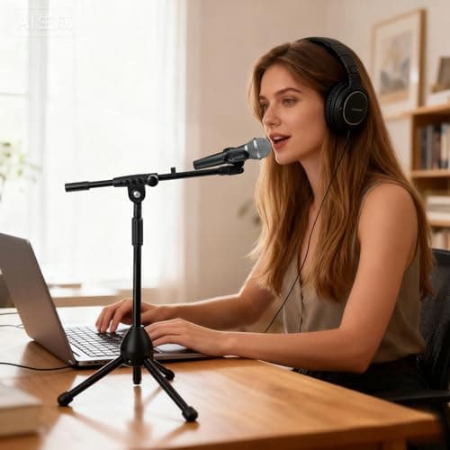 CROWNSHOP Microphone Stand 47-80cm with Telescopic Boom Adjustable — view 5