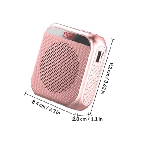 DEARMAMY S17 Portable Mini Voice Amplifier for Teachers with LED Display, Rechargeable Wireless Training Microphone and Travel Speaker, Rose Gold Compact Tour Guide Pa System — view 2