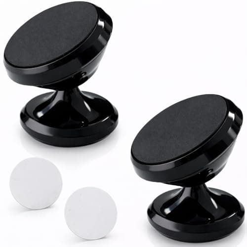 CanQuanSWZX 2PCS Car Phone Holder 360° Rotatable Magnetic Car Phone Holder for Dashboard, Strong Adhesive Mount with Metal Plate, Cars Hands-Free Use, Universal Vent Alternative