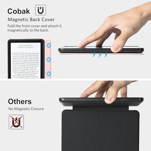 CoBak Magnetic Case for 6" E-Reader 11th Generation 2024 and 2022, Compatible with PopSockets/UGREEN/Anker Magnetic Grip and Stand, Auto Sleep/Wake, Protective Case for Kindle Basic, Pink — view 4