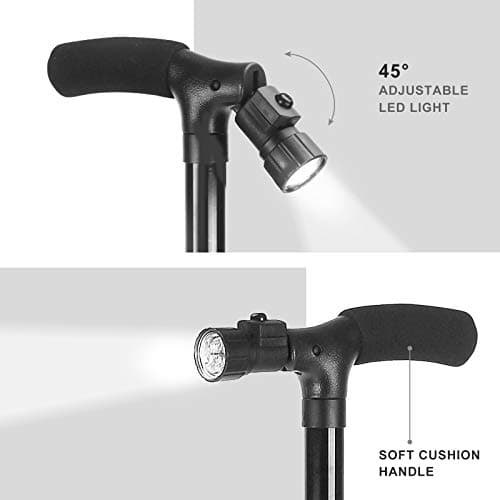 YORKING Walking Stick Folding Cane with Led Light Adjustable Height — view 3