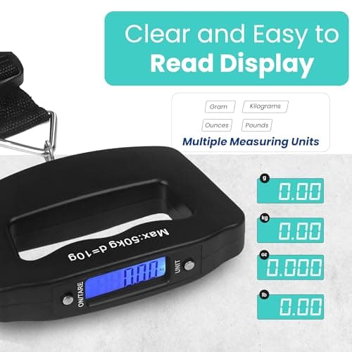 MSC Portable Digital Luggage Scale Electronic Suitcase Scale Hanging Scales Luggage Weighing Scale 110 Pound/ 50 Killogram With Backlit With Tare Function Lightweight for Travel-Small-1pc — view 2