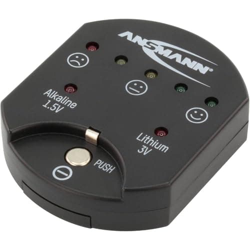 Ansmann 1900-0035 Button Cell Battery Tester with LED Display [Pack of 1] Coin Cell Battery Health Checker Ideal For Testing Alkaline and Lithium Batteries