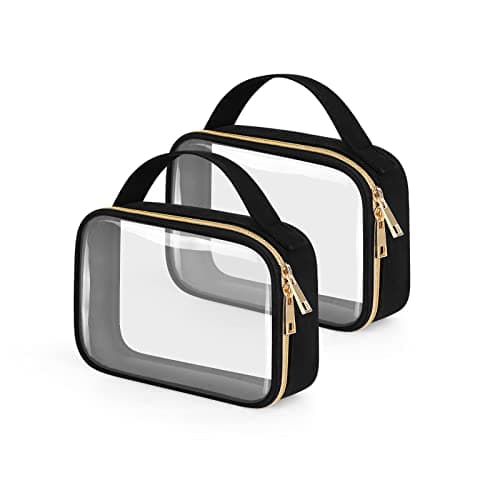 Clear Toiletry Bag - 2 Pack TSA Approved Clear Makeup Bags for Travel
