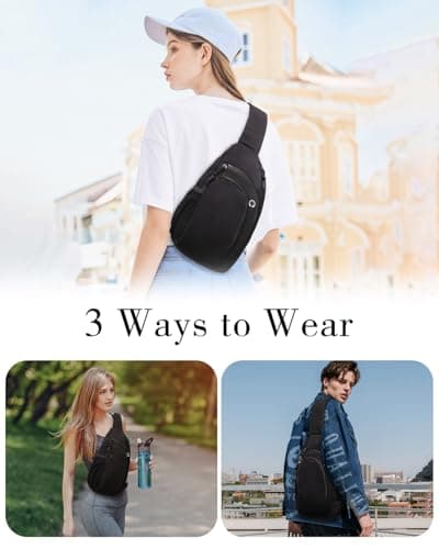 GreenTaya Cross Body Bag Women Shoulder Sling Bag Men with Anti-theft RFID Blocking Pocket Travel Crossbody Bag with Phone Pocket and Water Bottle Pocket, Black — view 2