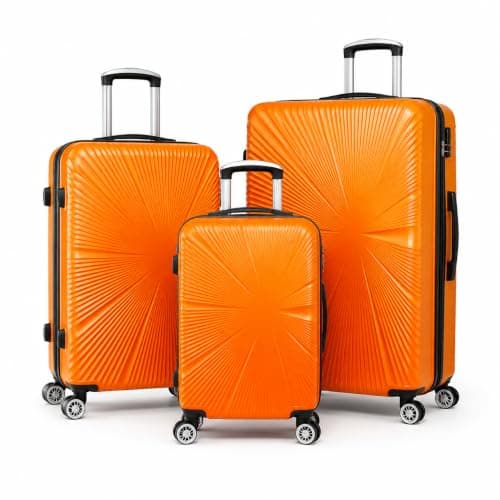 Set of 3 Pcs Luggage Hard Shell Suitcase, Orange — view 3