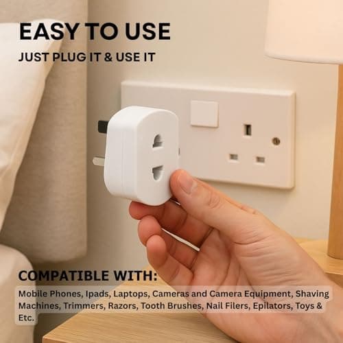 3 Pack UK Shaver & Electric Toothbrush Plug Adapter, 2 Pin to 3 Pin — view 4