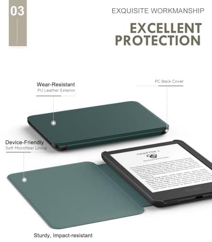 MoKo Case for 6" Amazon Kindle Basic 11th Gen 2024/2022, Midnight Green — view 4