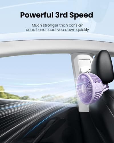 gaiatop Oscillating Baby Stroller Fan with LED Lights, Rechargeable Purple — view 6
