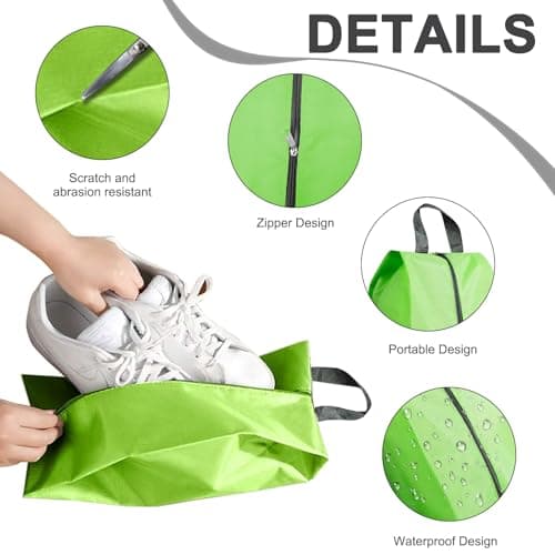 Travel Shoe Bags, 5PCS Shoe Bags for Travel, L Size Shoes Storage Bag, Unisex Shoe Pouch for Travel or Home Storage(Green) — view 3