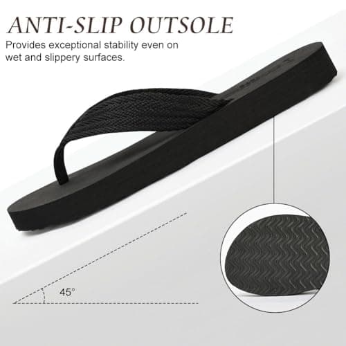 BSBUY Unisex Flip Flops Mens Flatform Beach Flip-Flop EVA Slippers Ladies Girls Yoga Mat Cushion Thong Sandals Beach Travel Platform Sandals Slip-Resistant Flat Flip Flops for Shower(UK:11-12) — view 5