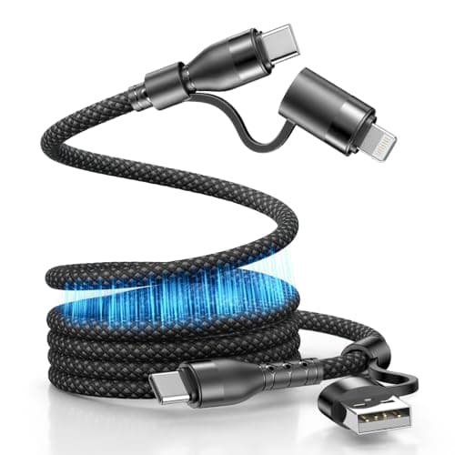 NEWZEROL 100W Magnetic 4-in-1 Charging Cable for iPhone, MacBook, Samsung