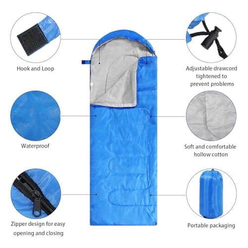 Junkin 12/36 Pcs Camping Sleeping Bags for Adult, Green, Cyan, Blue, 12 Pcs — view 3