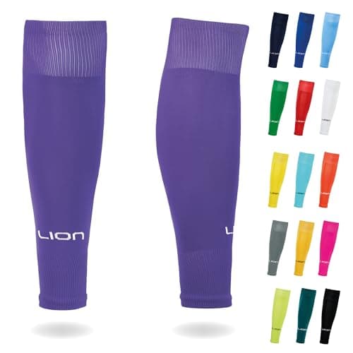 LION SPORTSWEAR Football Sock Sleeves To Accompany Grip Socks - Fits Over Calf/Shin Pads - Variety Of Colors To Match Your Team Kit (One size, Purple)