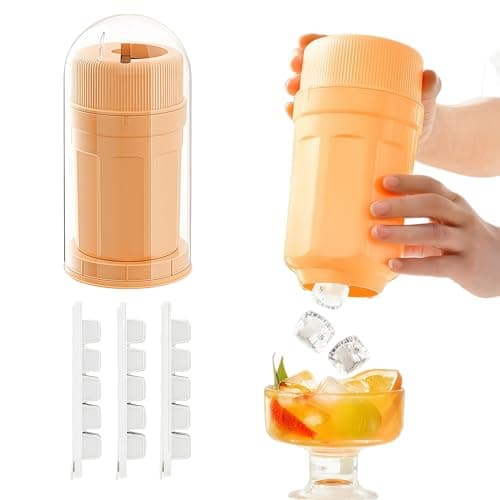 Twist-Ice-Joy Reusable Ice Maker Kit with 3 Stackable Lidded Trays & Dust Cover - One-Twist Release Technology, Universal 2.1" Cup Adapter for Most Cups, Odor-Proof Freezer Storage(Orange)