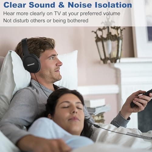 TV Headphones with 19.5FT Extra Long Cord, Volume Control & 3.5mm Jack — view 4