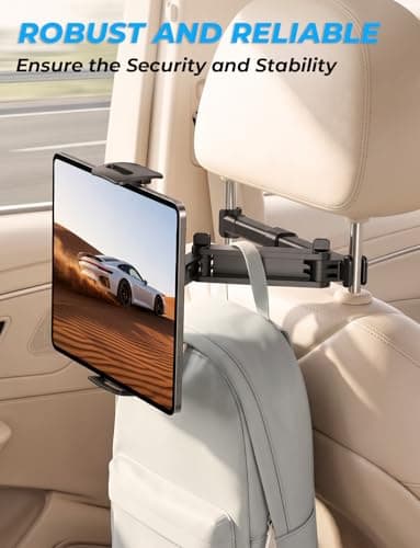 TRYONE Car Headrest Tablet Holder Mount Stretchable Backseat Tablets Stand for Kids, Car Seat Mounts Compatible with iPad Pro 12.9 Air Mini, iPhone, Galaxy Tab, Switch, All 4.7-12.9" Screen Devices — view 6