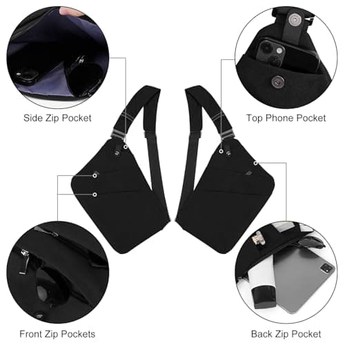 DKIIL NOIYB Sling Bag for Men Women Personal Flex Crossbody Purse Nylon Anti Theft Chest Bag with Multi Pockets for Travel Outdoor — view 5