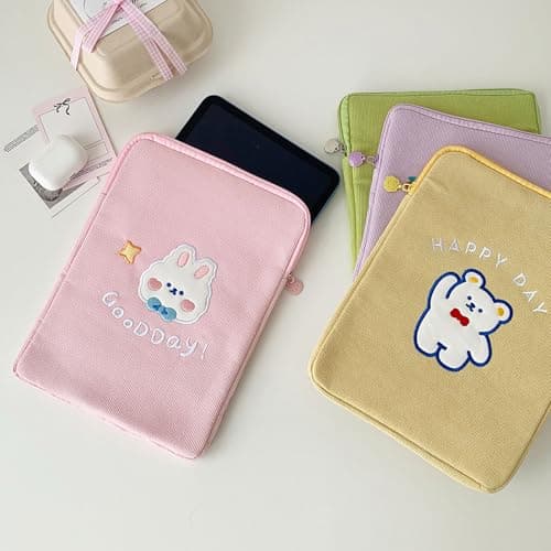 11Inch Tablet Carrying Case Soft Velvets Fabric, Yellow bear — view 4